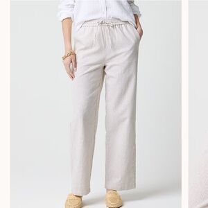 NWT J. Crew Linen-blend slim wide-leg drawstring pant